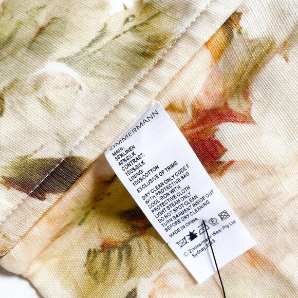 Zimmermann Luminosity Floral Draped Bodice Top Ivory Garden Floral Size AU 1 US - Picture 8 of 13